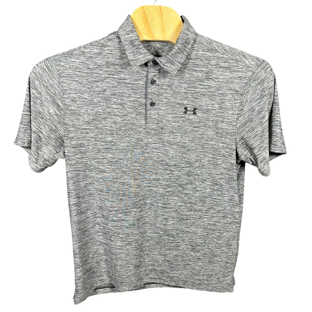 Under Armour Mens HeatGear Loose Fit Polo Shirt Grey Space Dye Heather Large